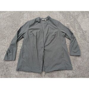Logo by Lori Goldstein Blazer Jacket Womens 2X One Button Stretch Gray PLUS Size